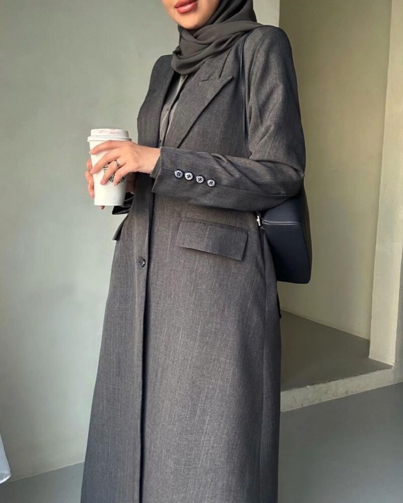Robe manteau en véritable jean + foulard
